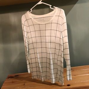 Merona - Long-sleeve t-shirt - white and black checked - XXL